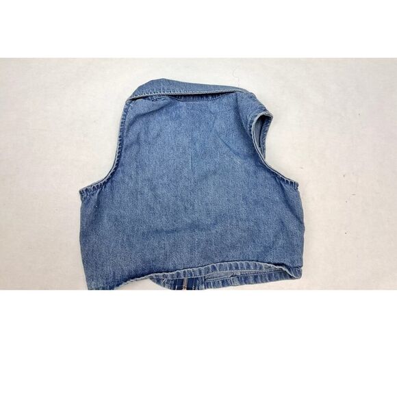 Vintage 1990s Denim Vest Eve Too 100% Cotton Made in USA - Kids Size 6X - Picture 6 of 8